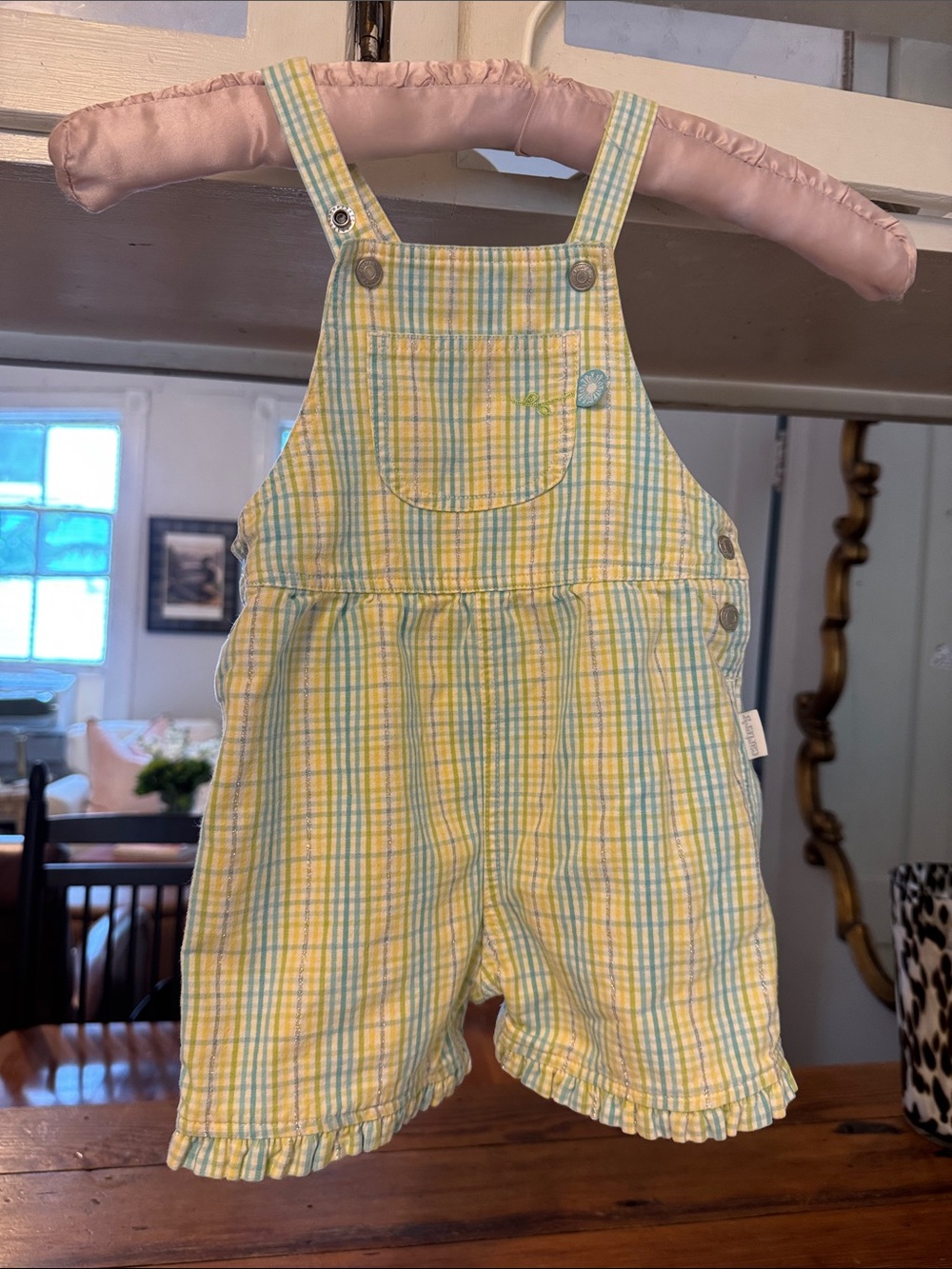 Carters kids Light Blue Plaid Overalls